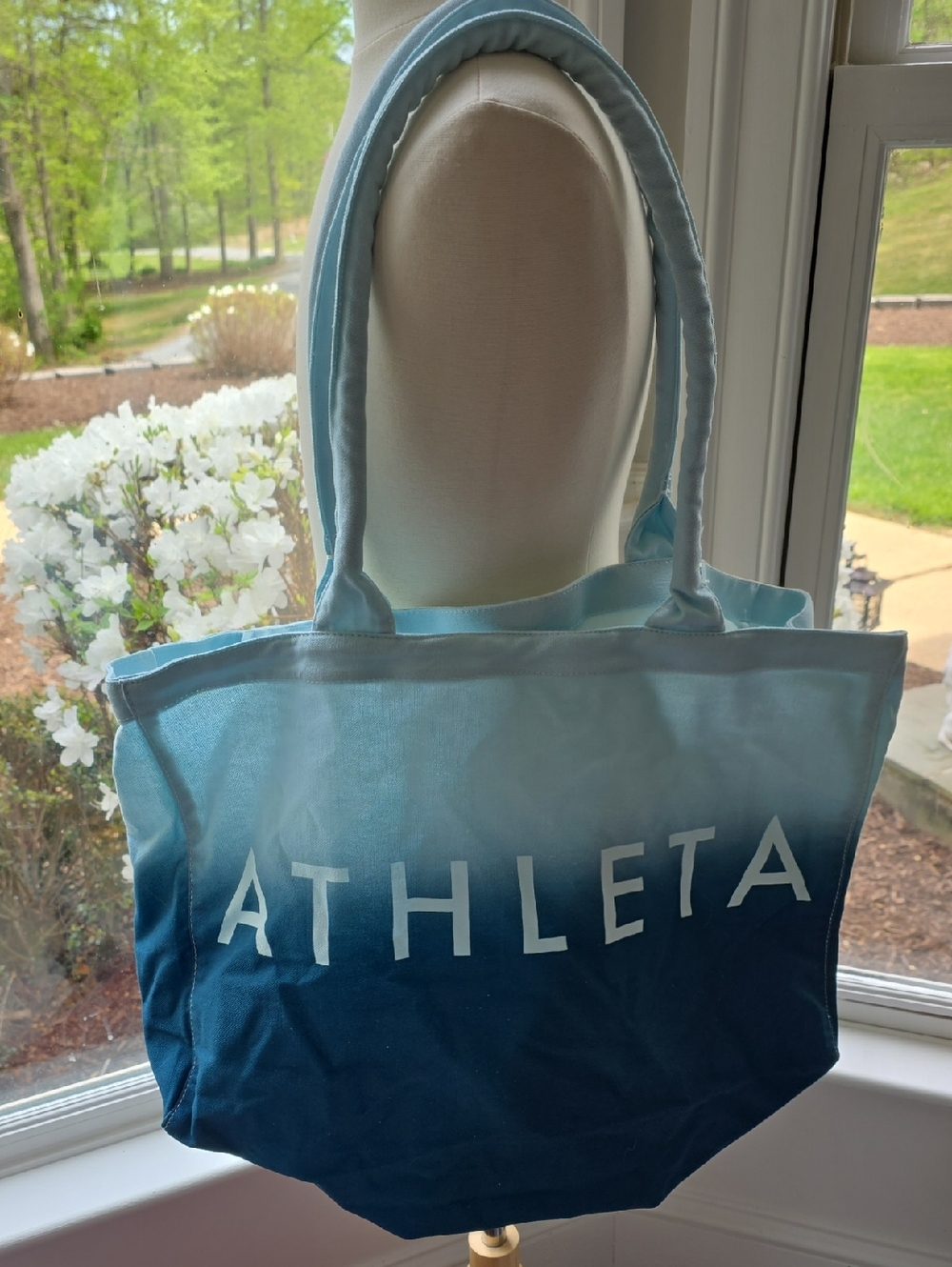 Athleta Ombre Light-to-Dark Blue Canvas Tote